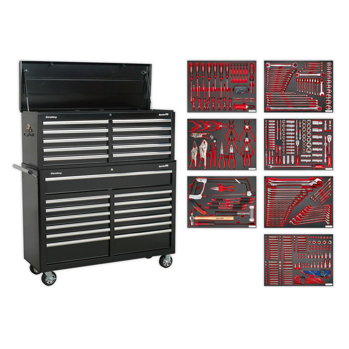 Superline PRO® Tool Chest Combination 23 Drawer with 446pc Tool Kit - Black