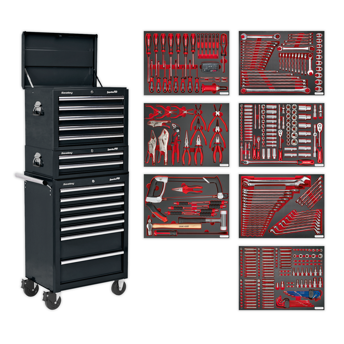Superline PRO® Tool Chest Combination 14 Drawer with 446pc Tool Kit - Black