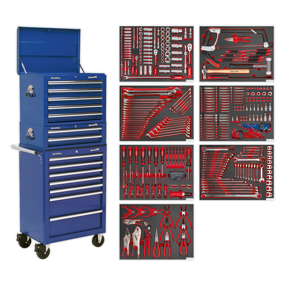 Superline PRO® Tool Chest Combination 14 Drawer with 446pc Tool Kit - Blue