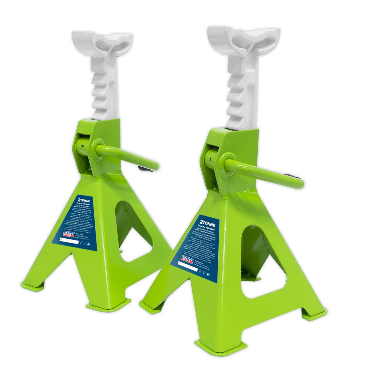 Ratchet Type Axle Stands, 2 Tonne Capacity per Stand, Green (VS2002HV)