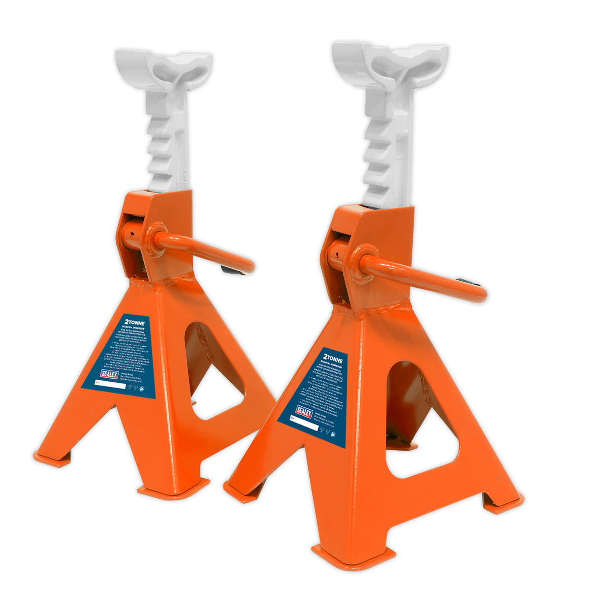 Ratchet Type Axle Stands, 2 Tonne Capacity per Stand, Orange (VS2002OR)