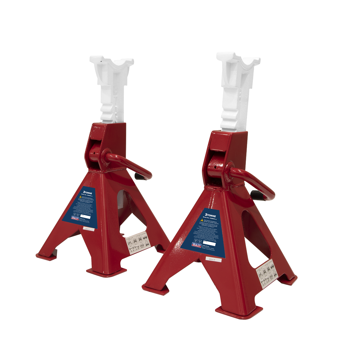Ratchet Type Axle Stands, 3 Tonne Capacity per Stand, Red (VS2003)
