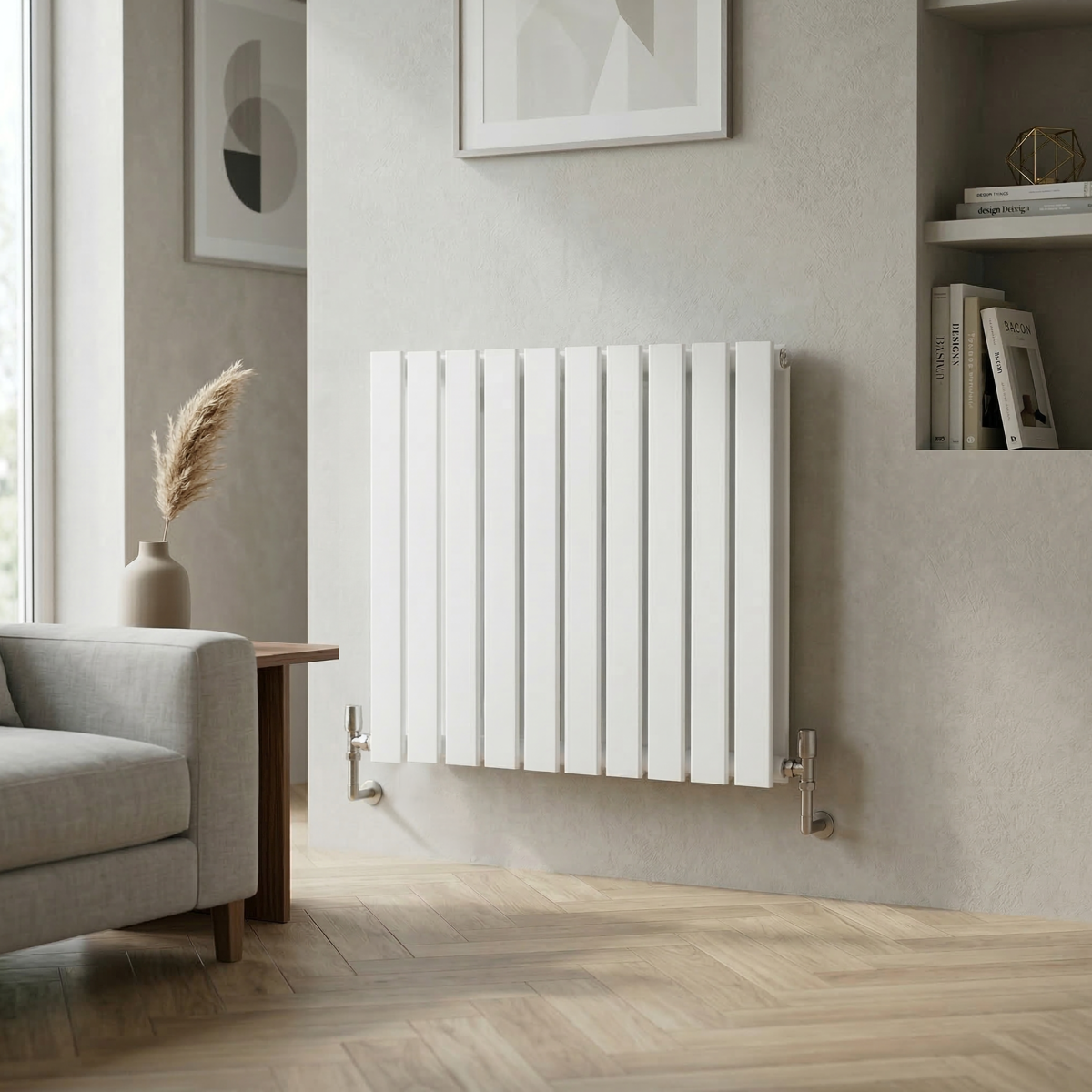 Baridi Horizontal Radiator Contemporary Double Flat Panel Design 600 x 700mm - White