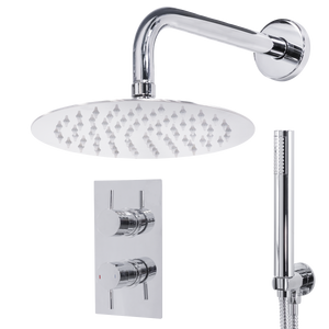 Concealed Thermostatic Shower Set 20cm Round Head & Hand Shower - Chrome
