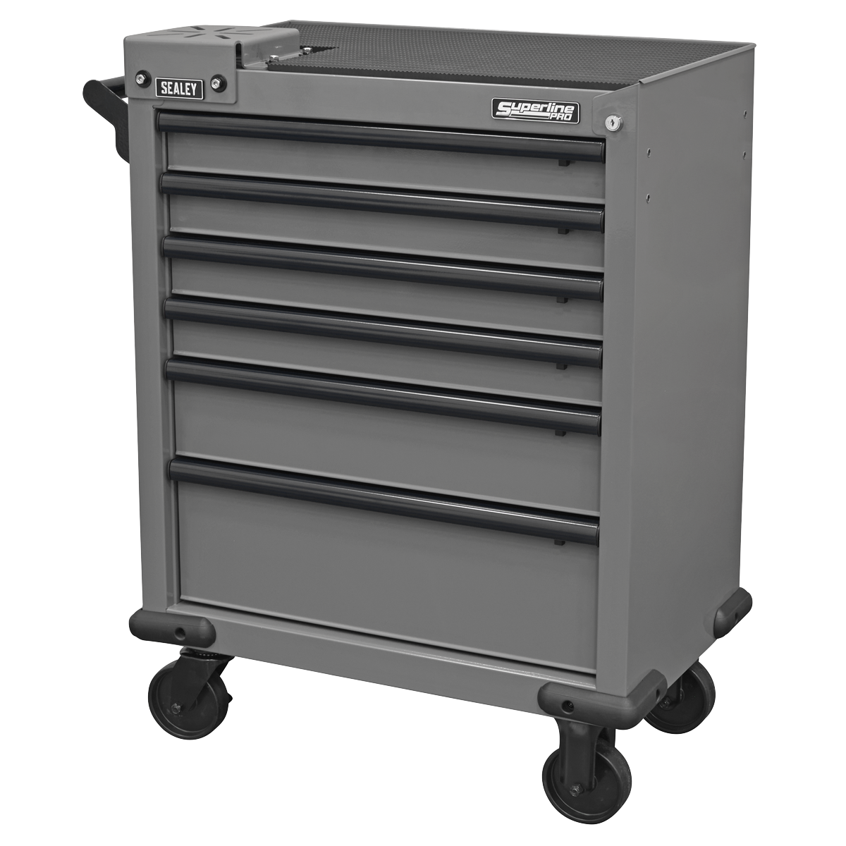 Superline PRO® Rollcab 6 Drawer with Vice Base - Grey/Black