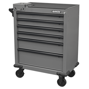 Superline PRO® Rollcab 6 Drawer with Vice Base - Grey/Black