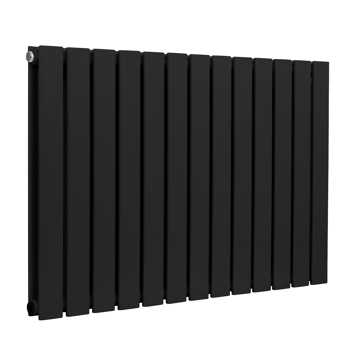 Baridi Horizontal Radiator Contemporary Double Flat Panel Design 600 x 910mm – Black