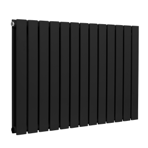 Baridi Horizontal Radiator Contemporary Double Flat Panel Design 600 x 910mm – Black