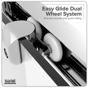 Sliding Shower Door 1200 x 1850mm, 6mm Tempered Glass, Reversible - Black