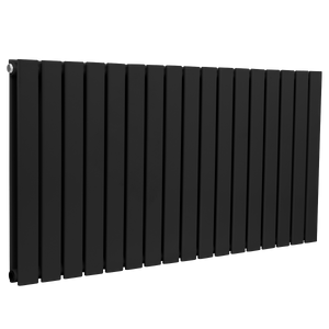 Baridi Horizontal Radiator Contemporary Double Flat Panel Design 600 x 1190mm – Black