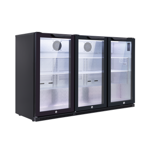 Baridi Back Bar Drinks Fridge/Cooler with Triple Hinged Door & Security Lock 307L - Black