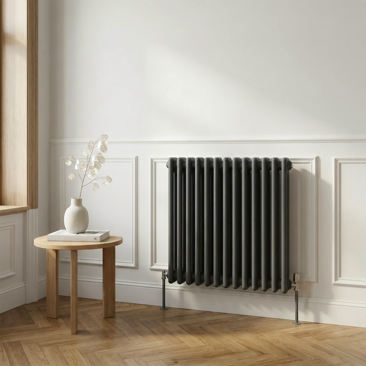 Baridi Horizontal Traditional 2 Column Radiator 600 x 607mm – Anthracite