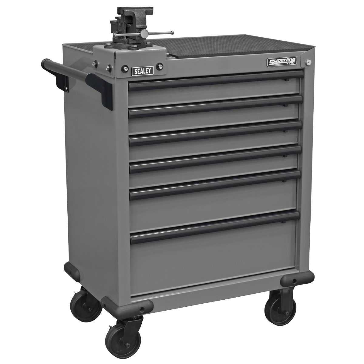 Superline PRO® Rollcab 6 Drawer with SG Swivel Base 100mm Vice