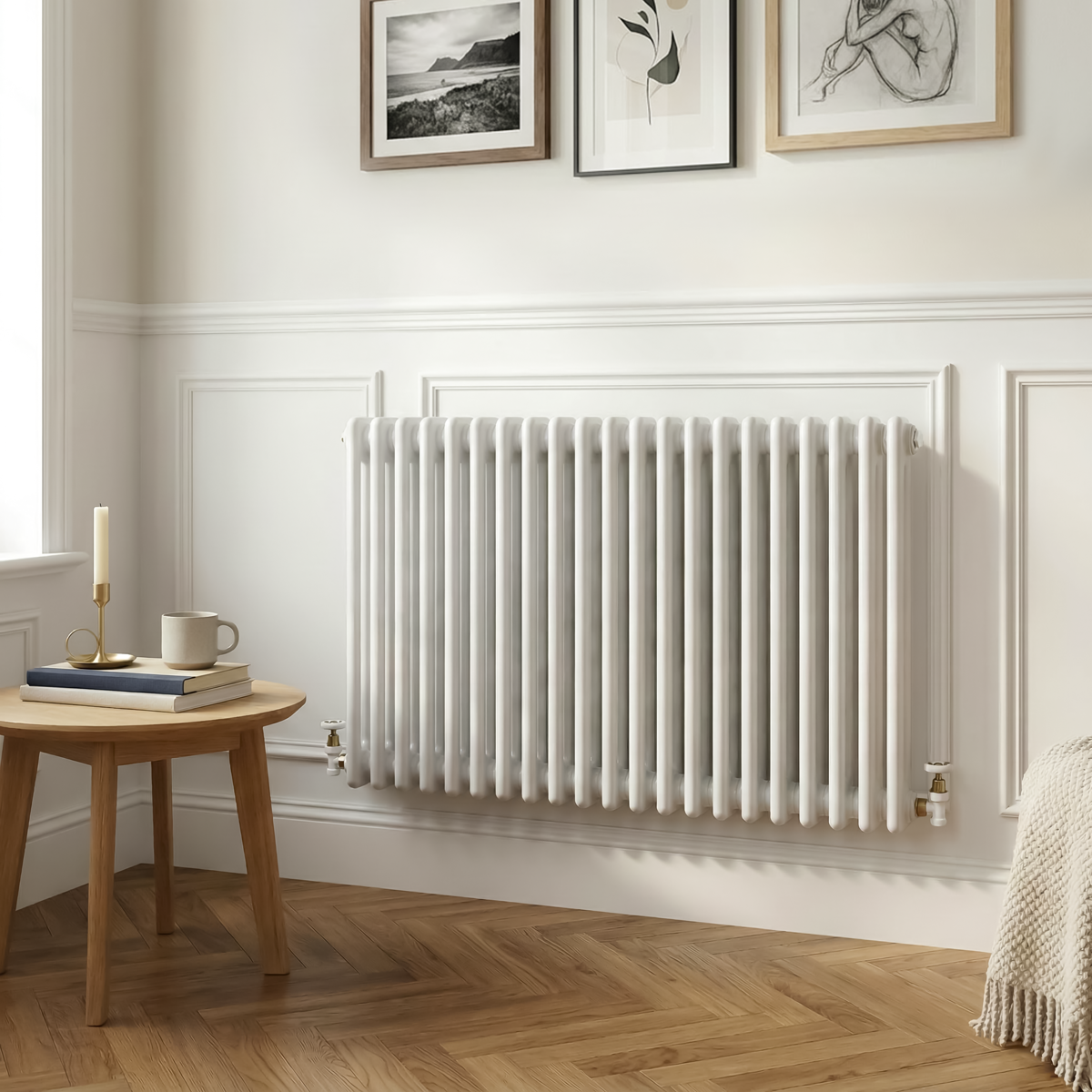 Baridi Horizontal Traditional 2 Column Radiator 600 x 1012mm – White