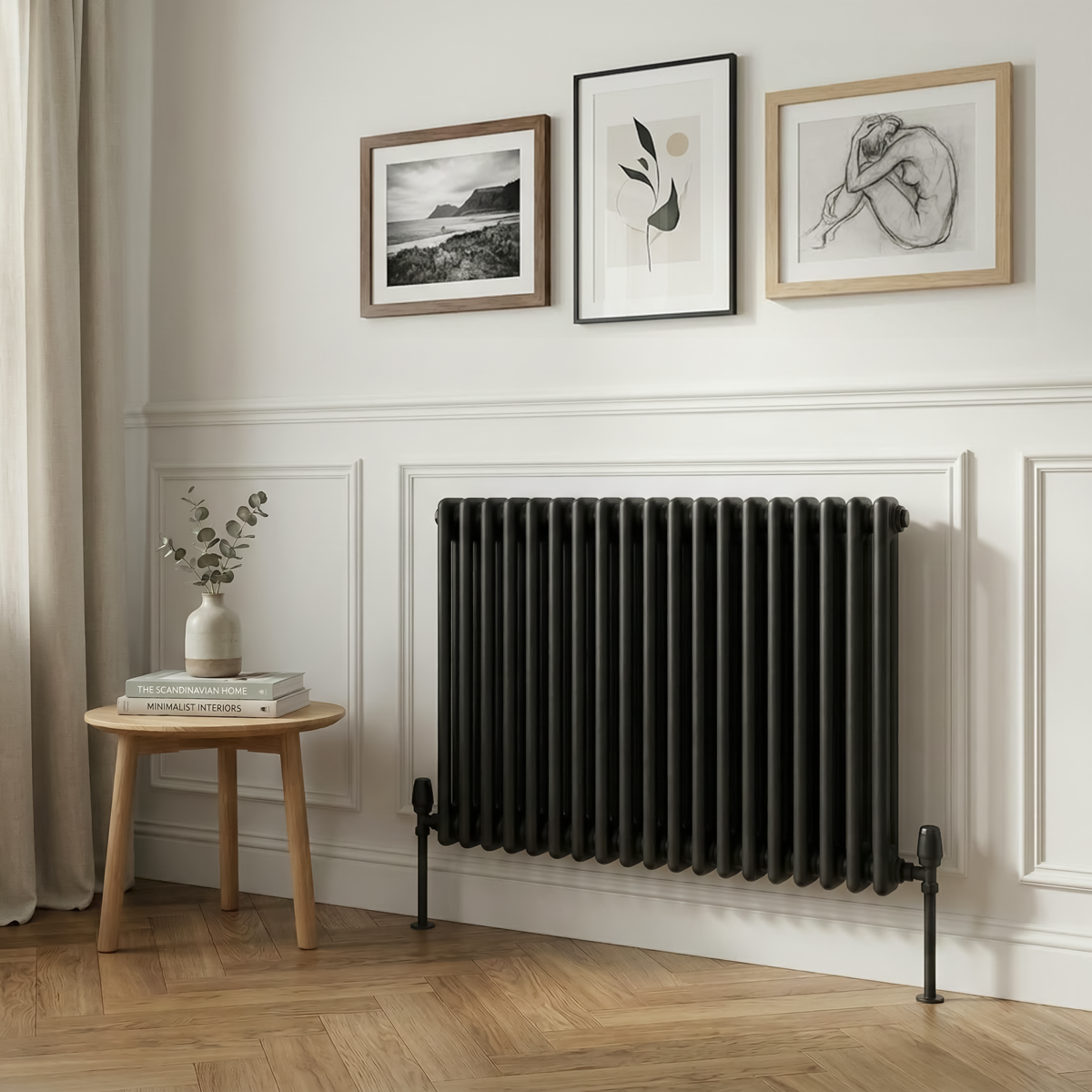Baridi Horizontal Traditional 2 Column Radiator 600 x 832mm – Black