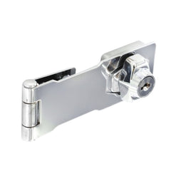 Locking Hasp & Staple Security Cupboard Cabinet Door Cylinder Lock 115mm with Keys - Chrome Plated