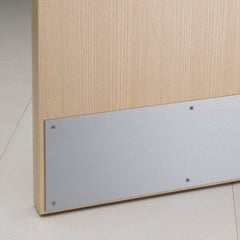 Plain Metal Square Corner Door Protector Repair Kickplate with Countersunk Holes - Satin Anodised Aluminium