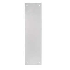 Plain Metal Square Corner Push Door Protector Repair Plate with Countersunk Holes - Satin Aluminium