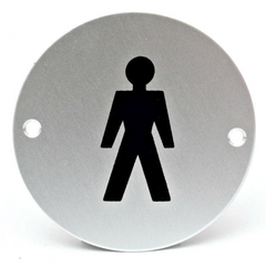 Male Symbol SP75/1 Screen Printed Round Metal Men Toilet Bathroom Restroom Washroom Door Signage 75mm