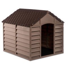 Starplast 50-701 Large Heavy Duty Home Garden Plastic Dog House Kennel Pet Shelter - Mocha/Chocolate