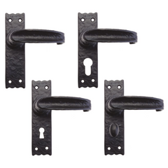 Zoo Hardware Foxcote Foundries Traditional Slimline Thumb Lever on Backplate Internal Door Handle Set Black Antique