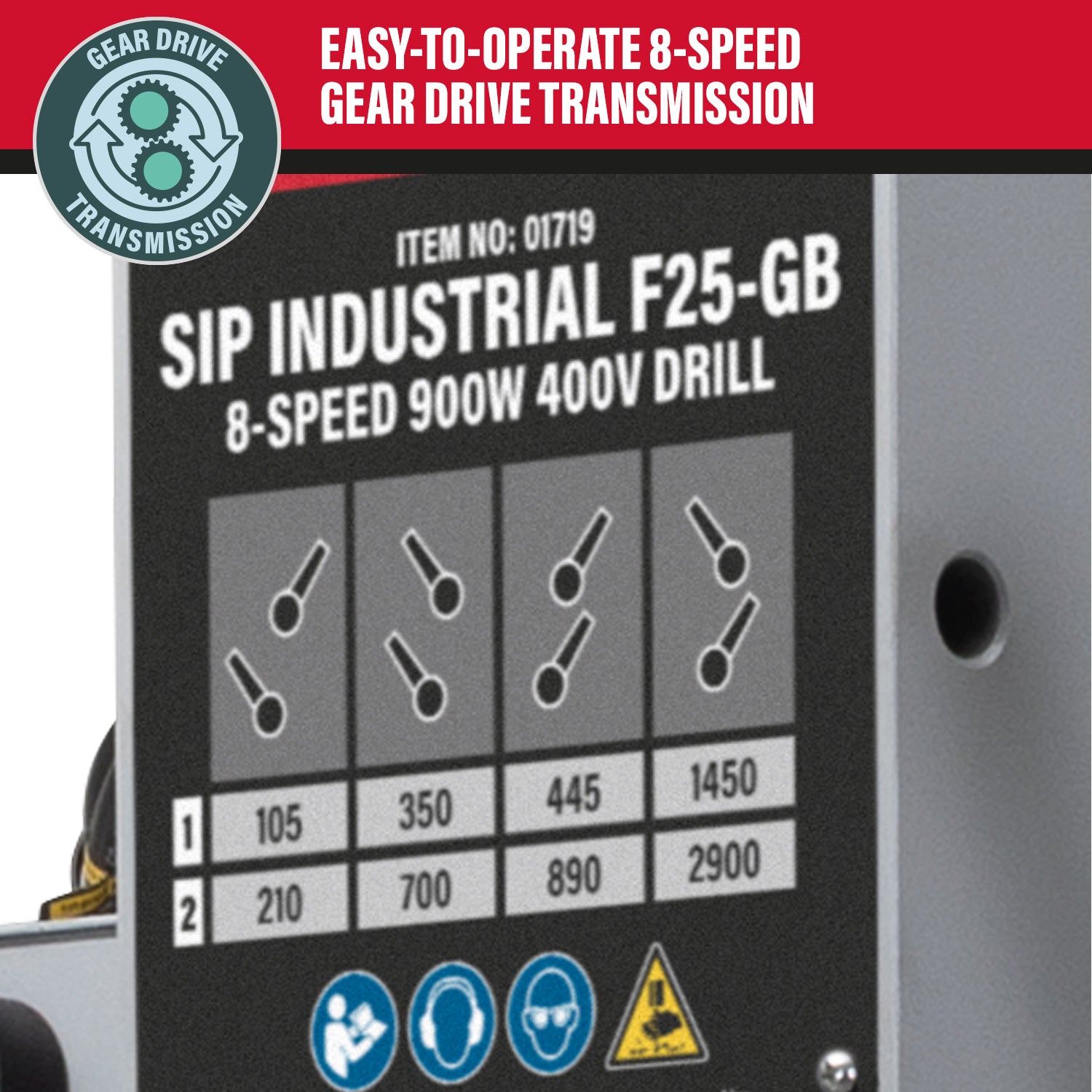 SIP Industrial F25-GB 8-Speed 900w 400v Floor Pillar Drill