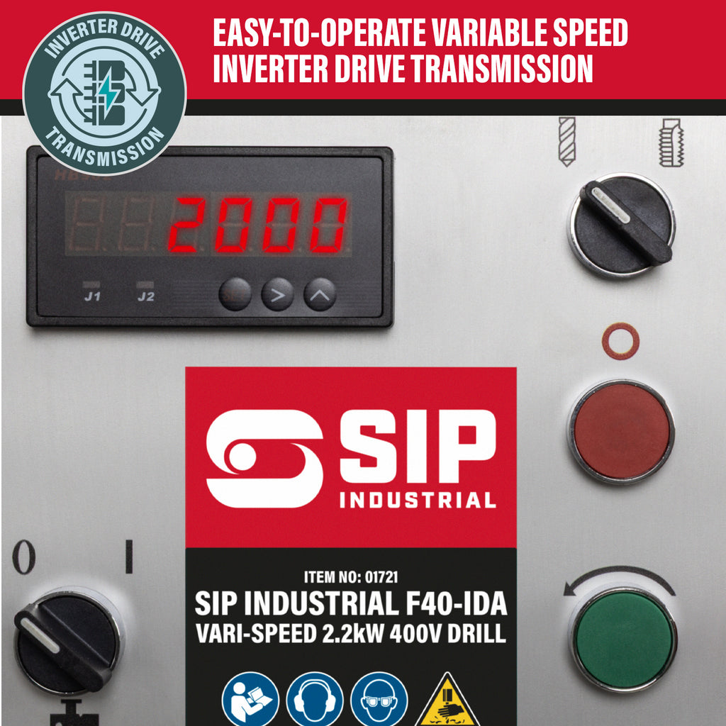 SIP Industrial F40-IDA Vari-Speed 2.2kW 400v Floor Pillar Drill