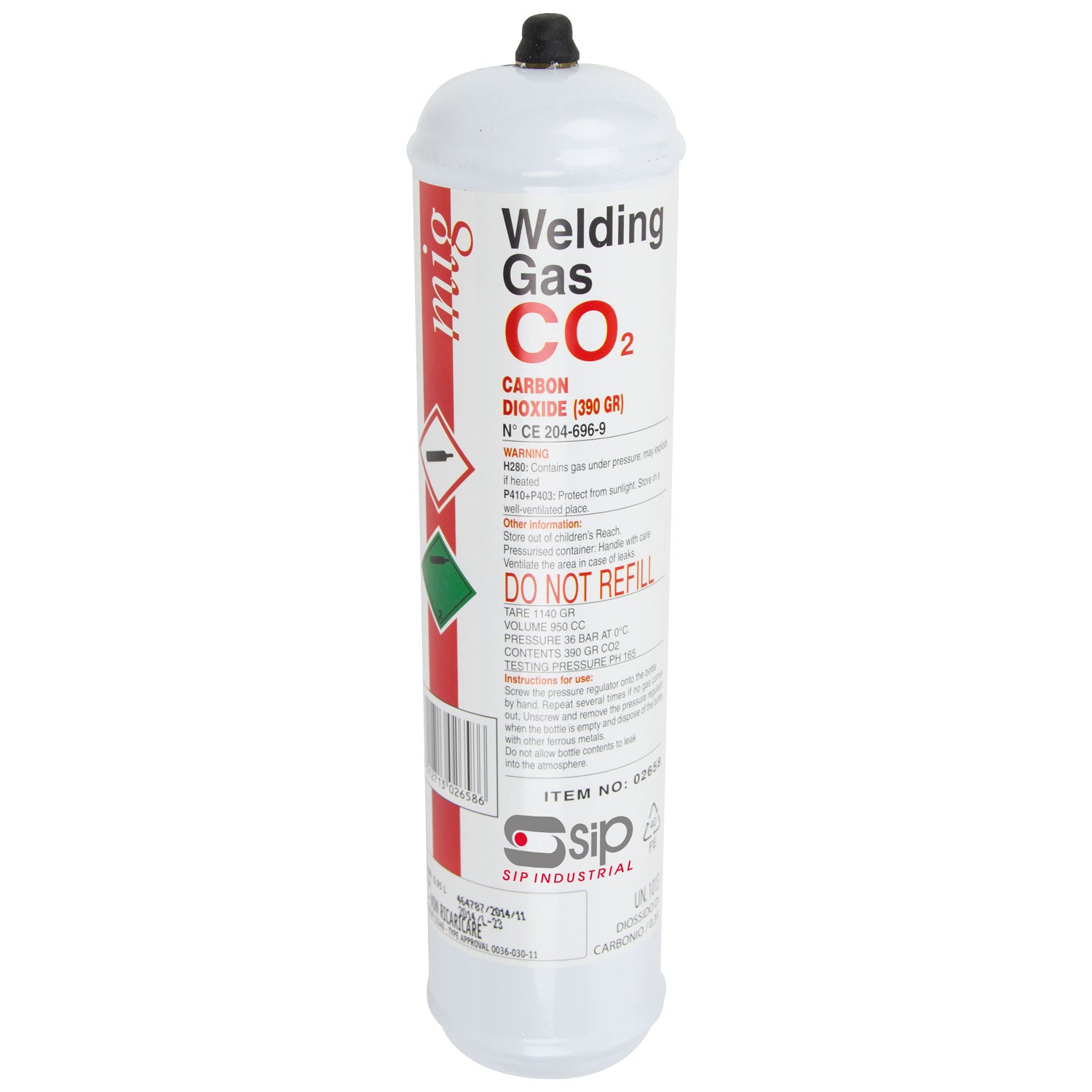 SIP 390g Disposable CO2 Gas Bottle