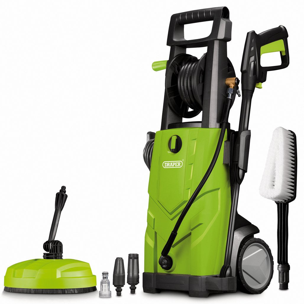 Draper Pressure Washer with Total Stop, 165bar, 2200W, Green (03095)