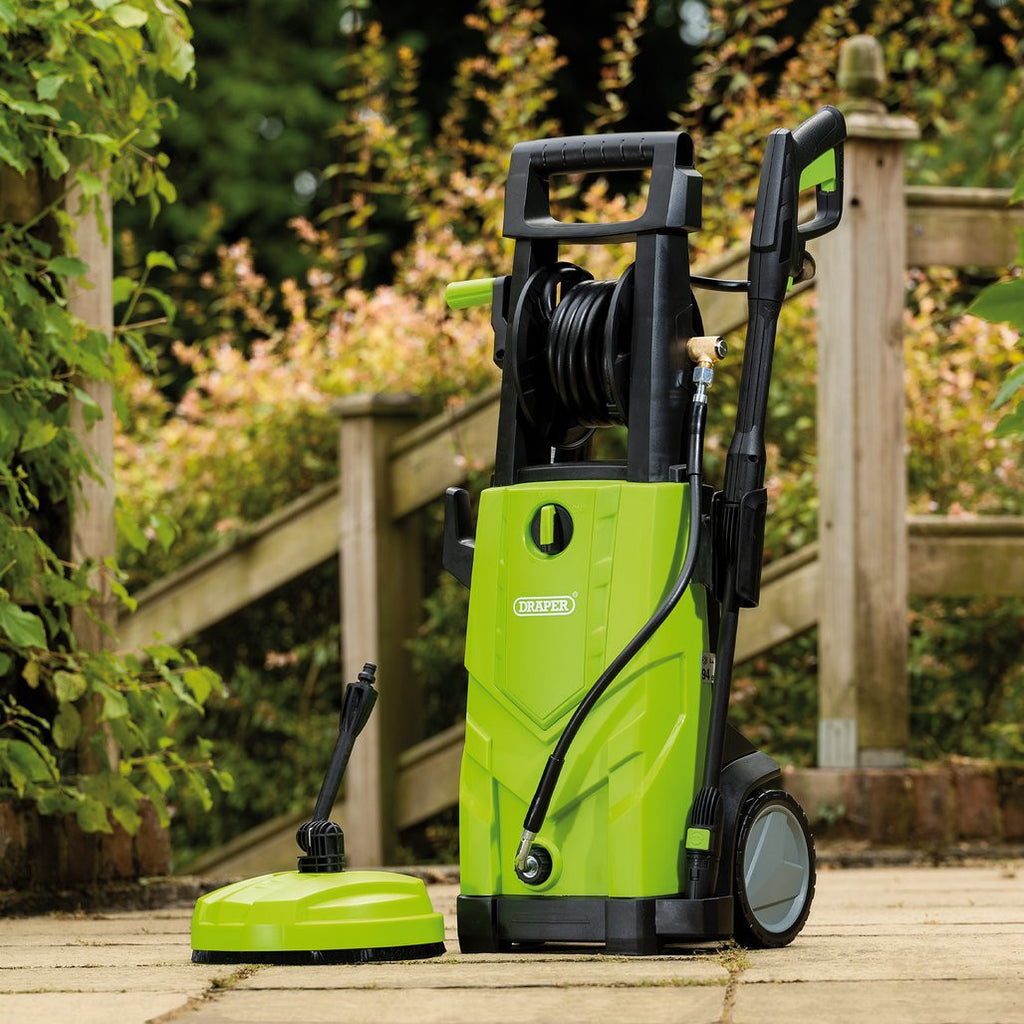 Draper Pressure Washer with Total Stop, 165bar, 2200W, Green (03095)