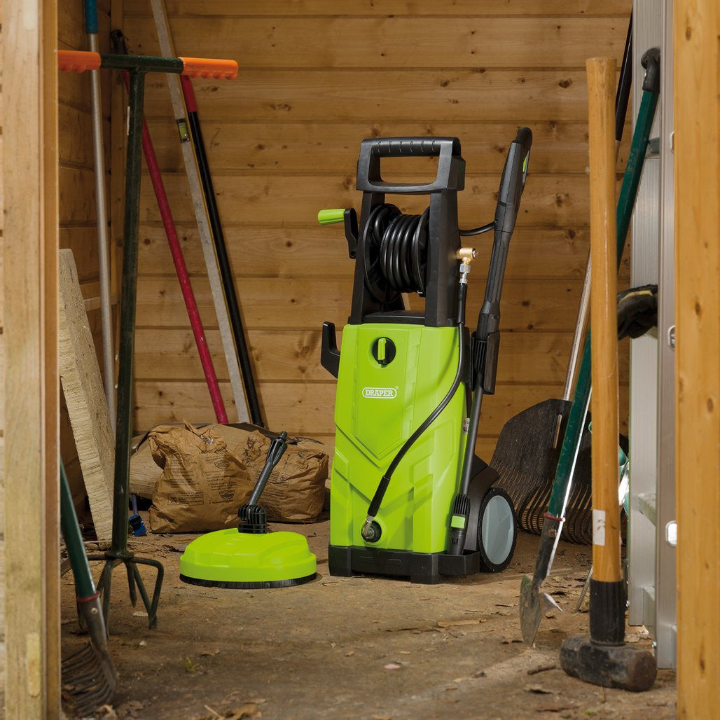 Draper Pressure Washer with Total Stop, 165bar, 2200W, Green (03095)
