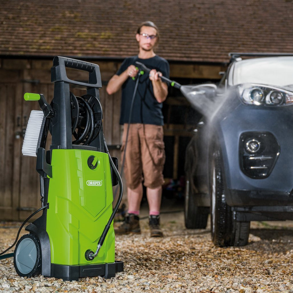Draper Pressure Washer with Total Stop, 165bar, 2200W, Green (03095)