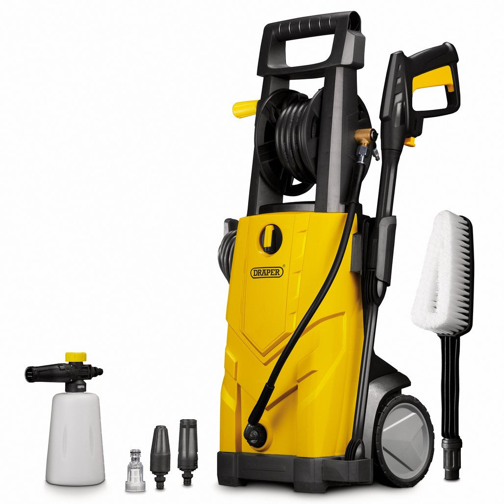 Draper Pressure Washer with Total Stop, 165bar, 2200W, Yellow (03096)