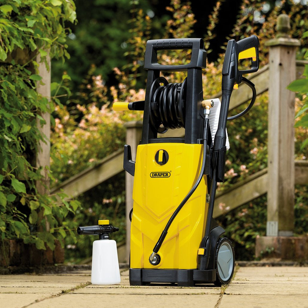 Draper Pressure Washer with Total Stop, 165bar, 2200W, Yellow (03096) (Ex-Display)