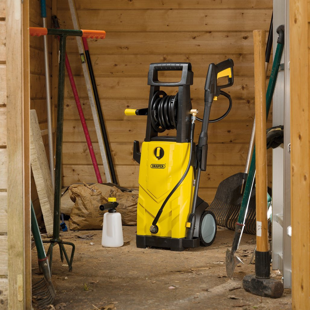 Draper Pressure Washer with Total Stop, 165bar, 2200W, Yellow (03096) (Ex-Display)