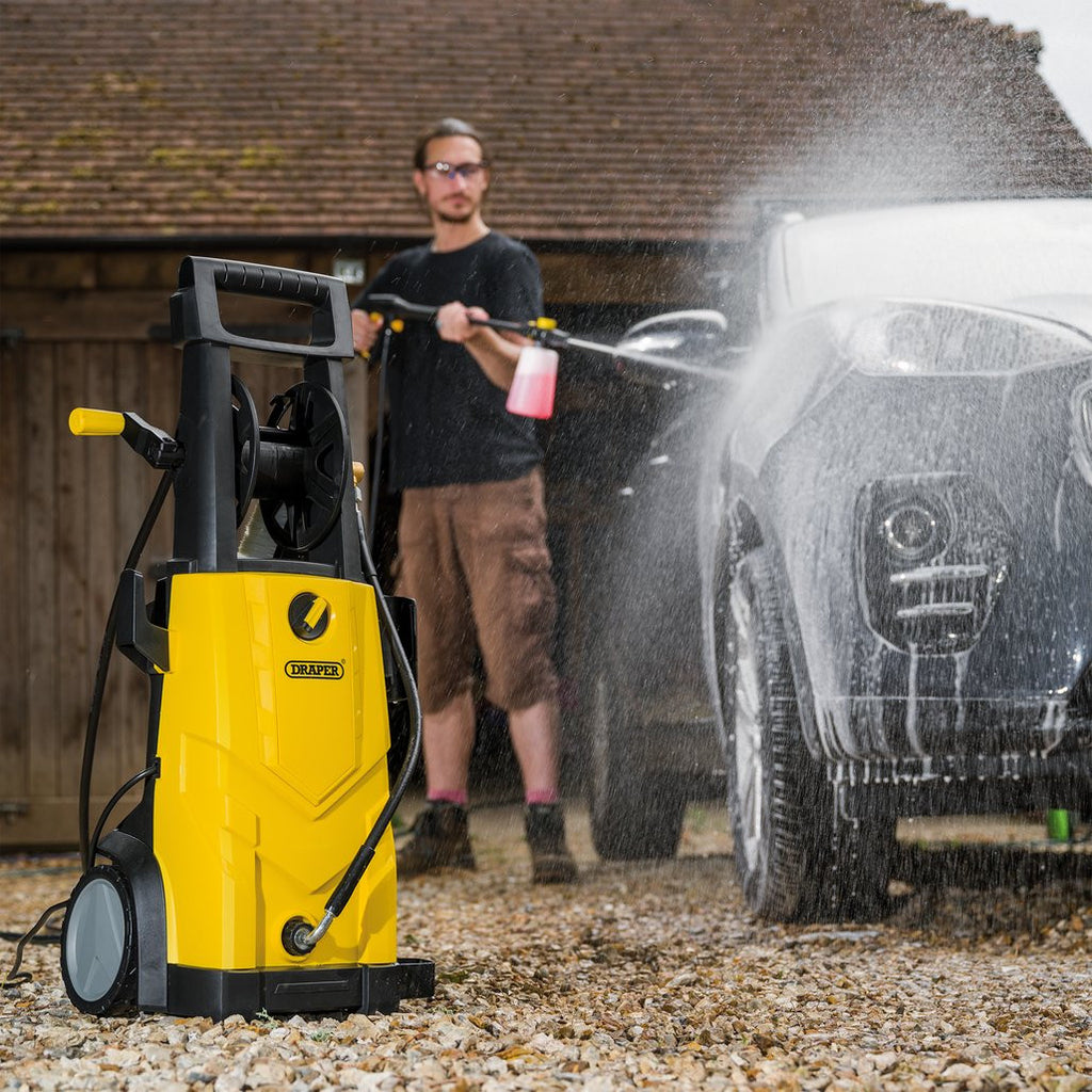 Draper Pressure Washer with Total Stop, 165bar, 2200W, Yellow (03096) (Ex-Display)