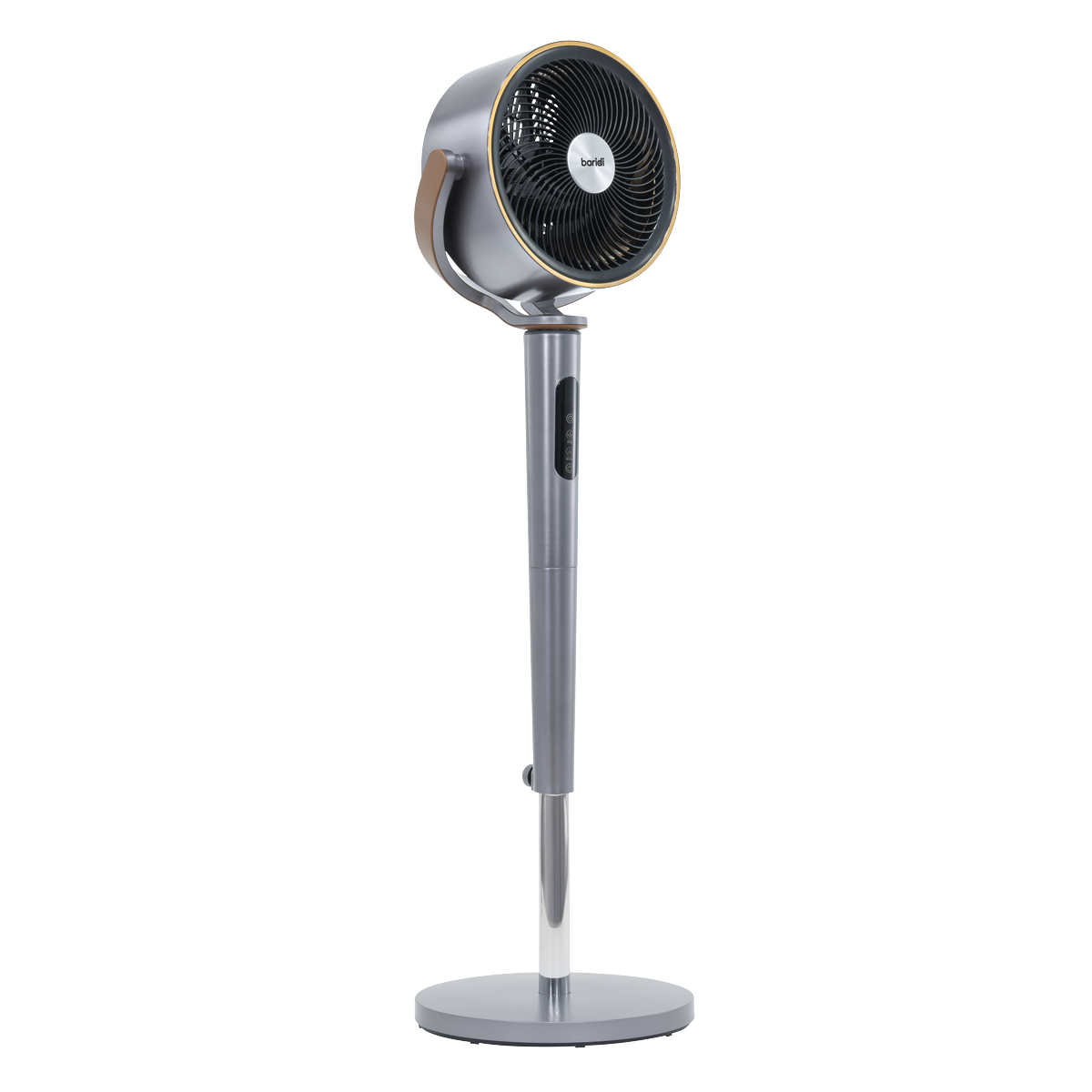 Baridi 12" Pedestal Fan with Remote Control, Back Light & 12hr Timer - Grey