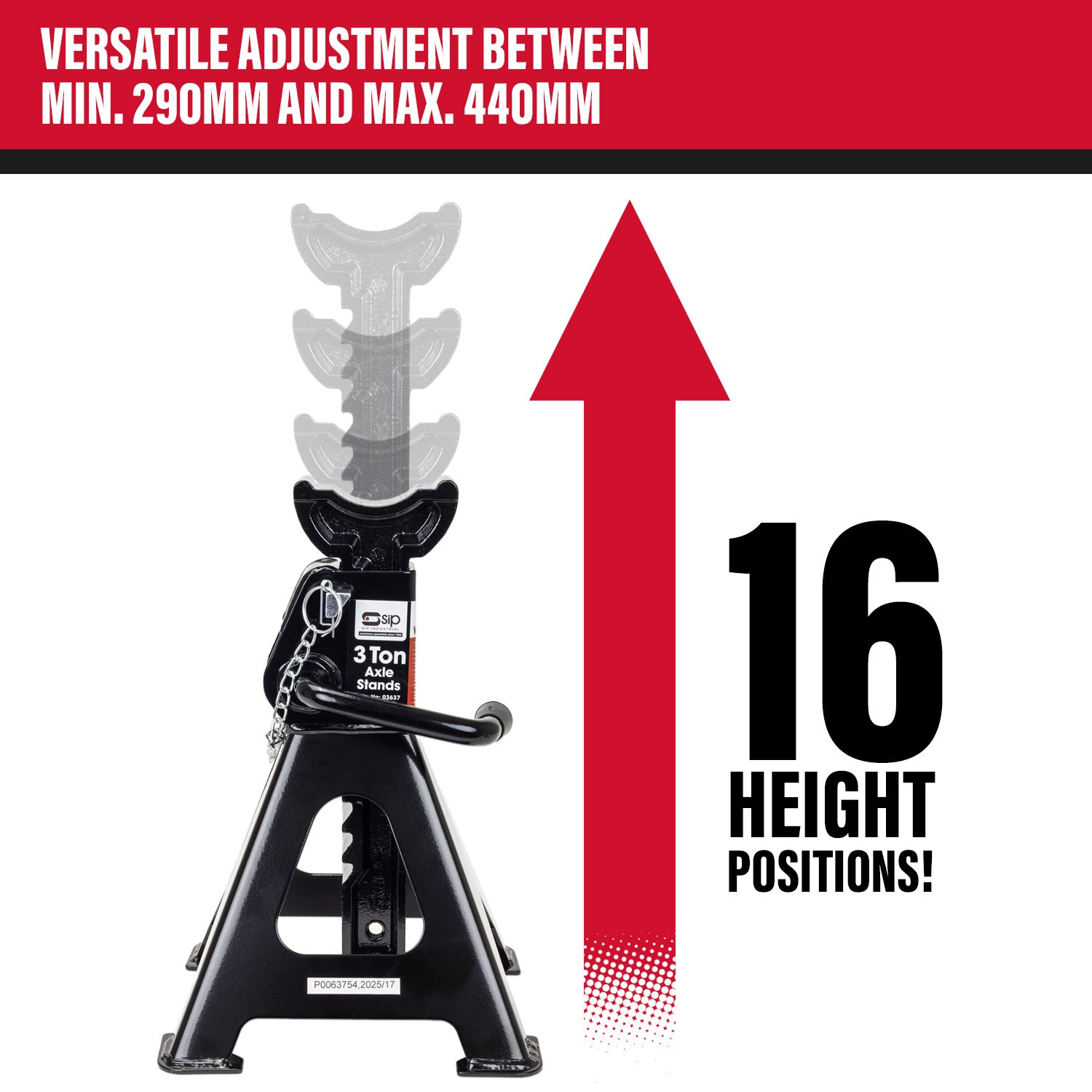 SIP Ratchet Type Axle Stands, 3 Tonne (03637)