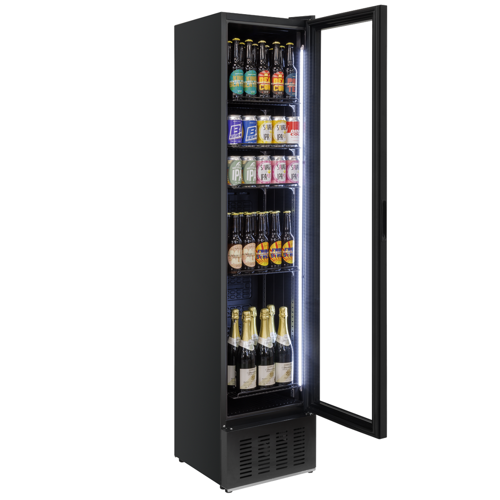Baridi Tall Drinks Fridge with Digital Controls & Auto Defrost 160L Black (DH440)