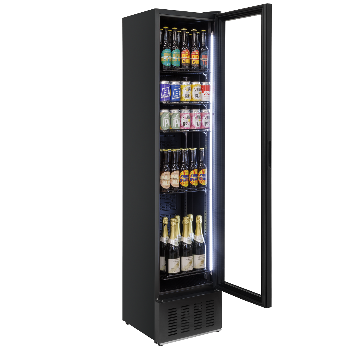 Baridi Tall Drinks Fridge with Digital Controls & Auto Defrost 160L Black (DH440)