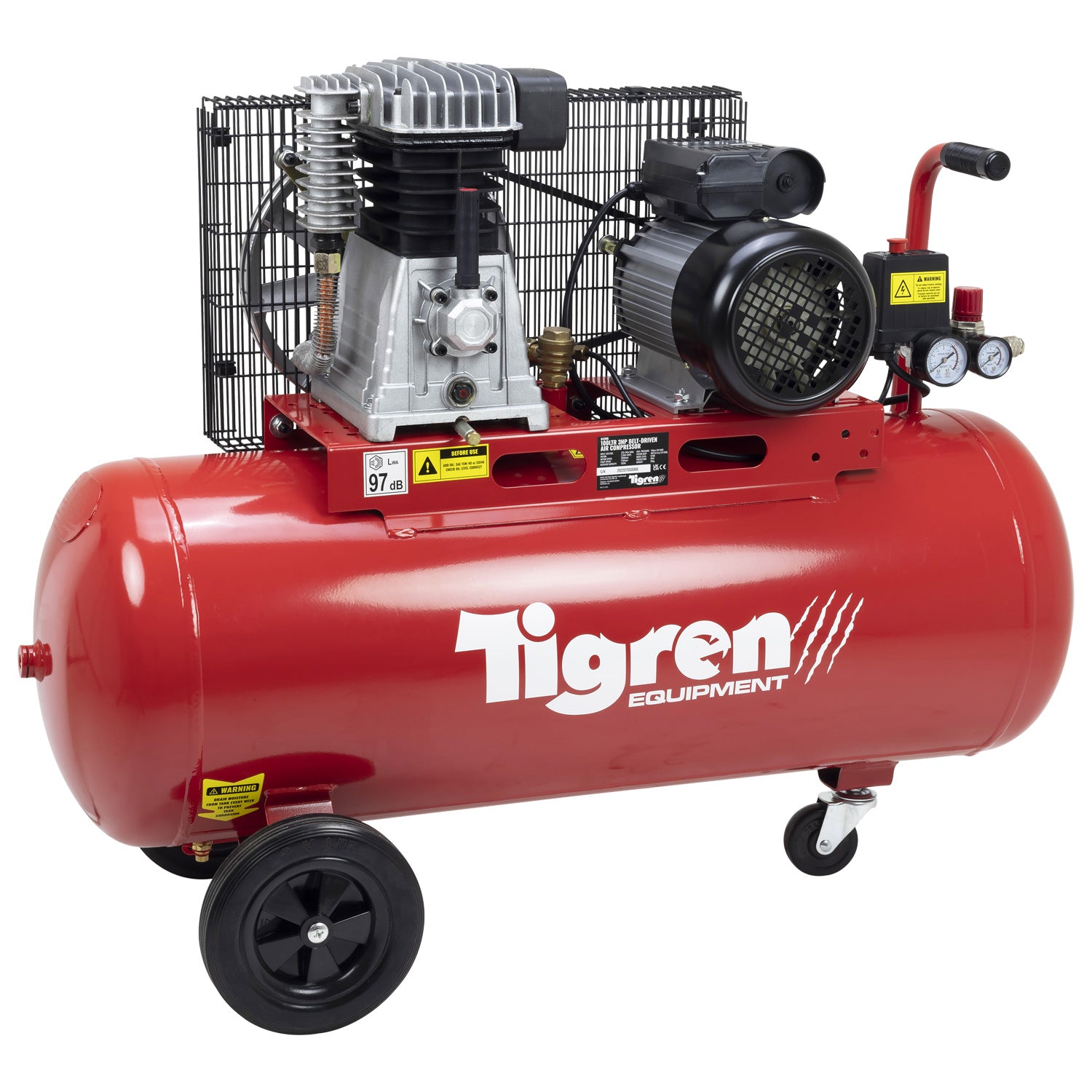 TIGREN 100L Belt Drive Air Compressor, 3hp (04396)