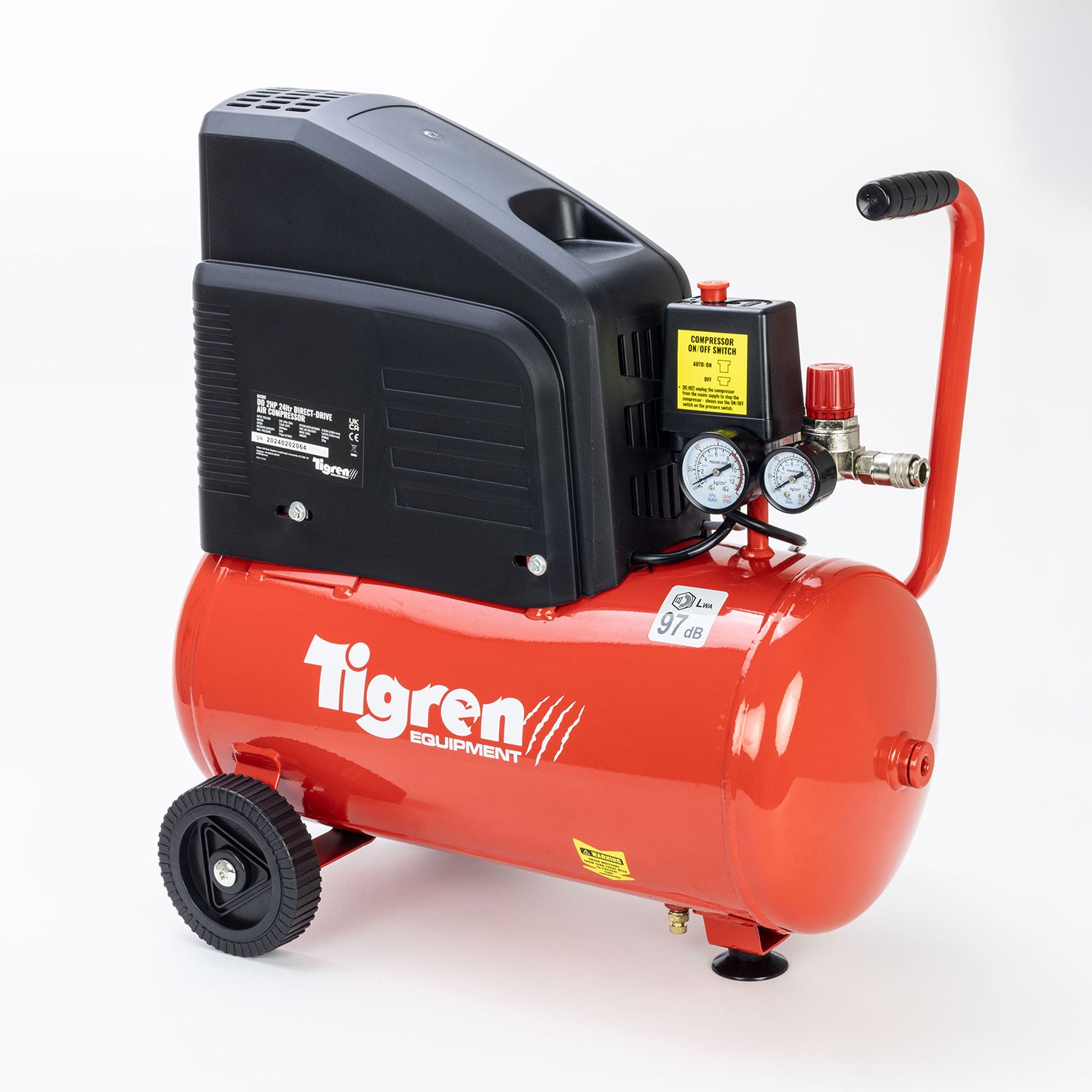 TIGREN DD 24L Direct Drive Air Compressor with Accessory Kit, 2hp (04397)