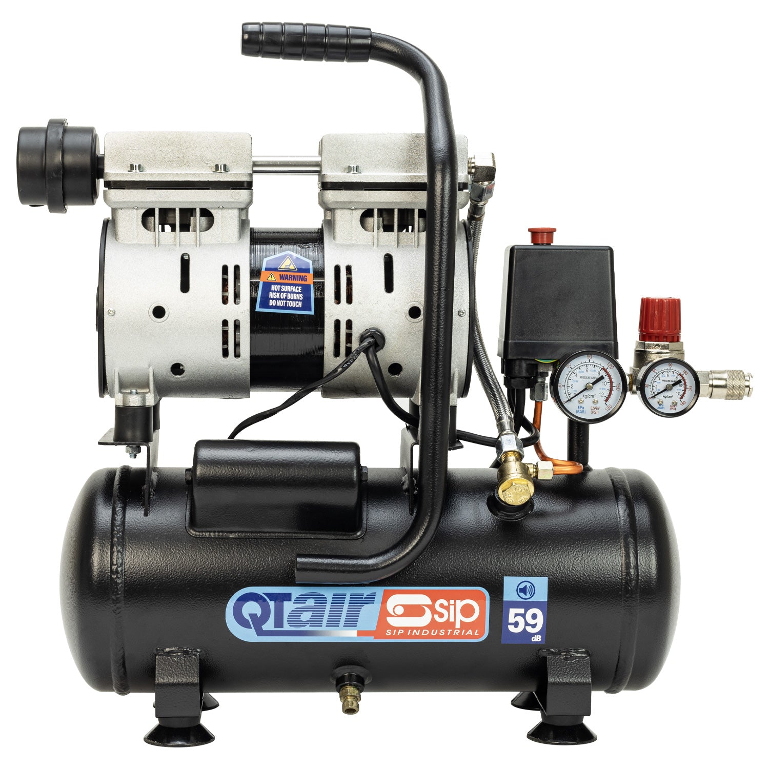 SIP QT AIR DD 6L Ultra Low Noise Oil-Free Direct Drive Air Compressor, 0.75hp (05398)