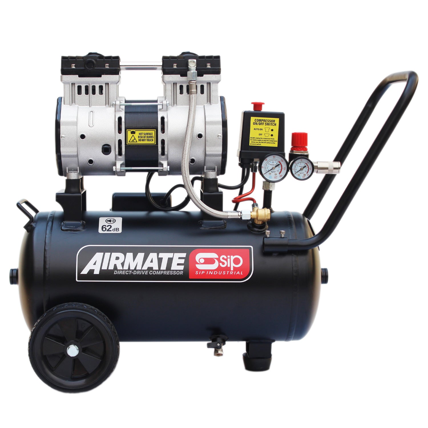 SIP AIRMATE DD 24L Low Noise Oil-Free Direct Drive Compressor, 2hp (05478)
