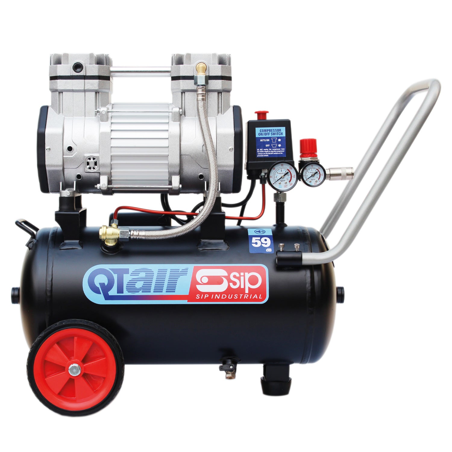 SIP QT AIR DD 24L Ultra Low Noise Oil-Free Direct Drive Air Compressor, 1.5hp (05491)