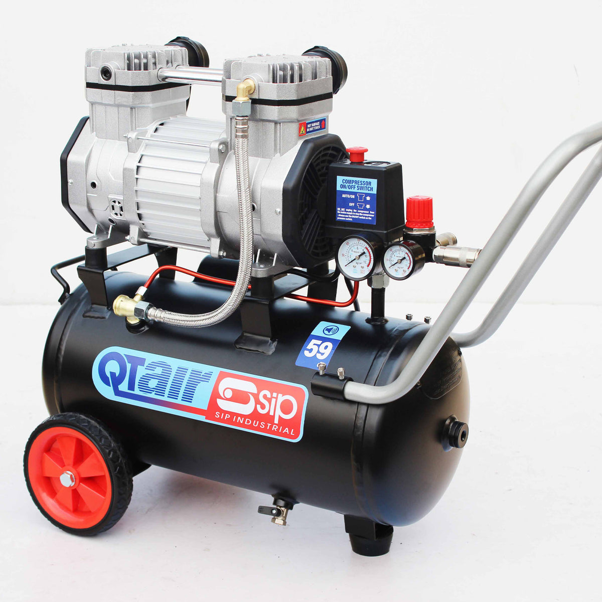 SIP QT AIR DD 24L Ultra Low Noise Oil-Free Direct Drive Air Compressor, 1.5hp (05491)