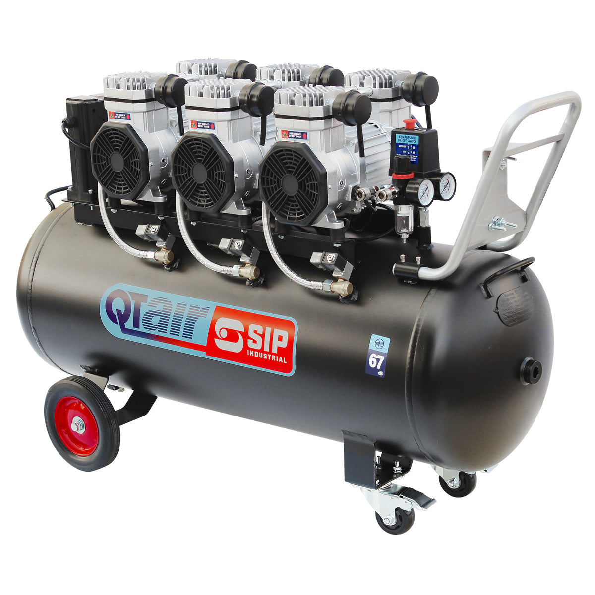 SIP QT AIR DD 150L Ultra Low Noise Oil-Free Direct Drive Air Compressor, 4.5hp (05497) (Re-Box)
