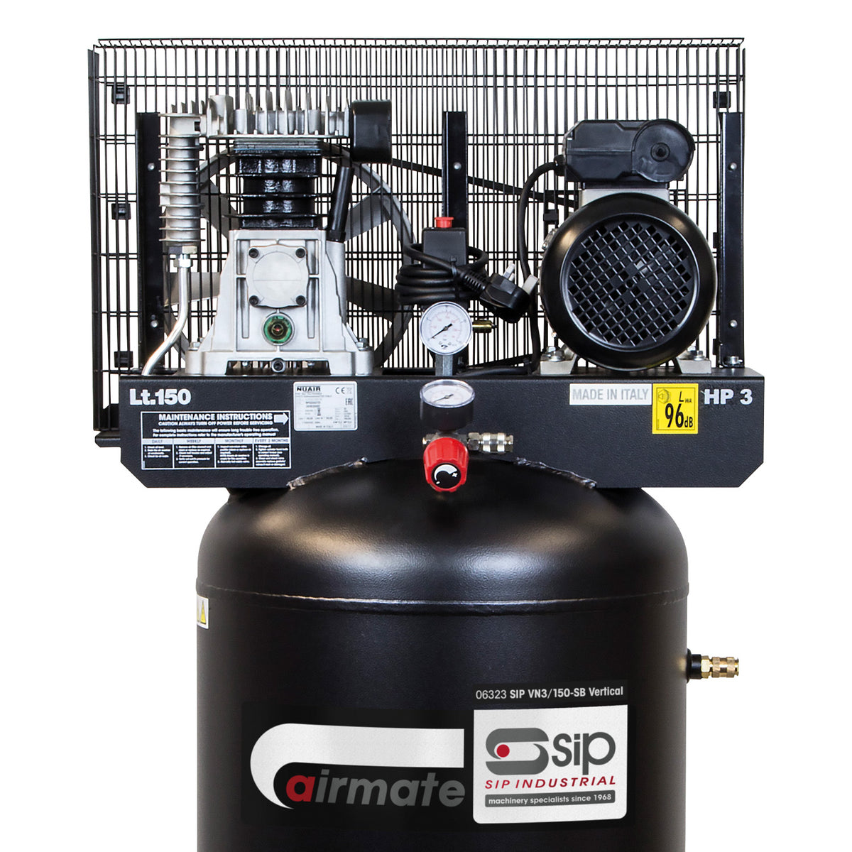 SIP AIRMATE VN3/150-SB 150L Vertical Belt Drive Air Compressor, 3hp (06323)