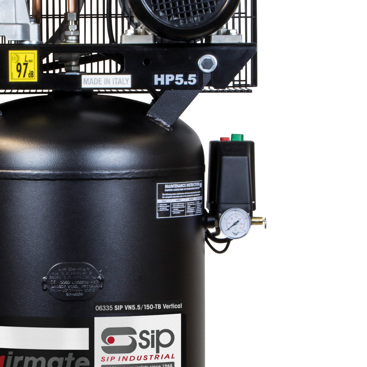 SIP AIRMATE VN5.5/150-TB 150L Vertical Belt Drive Air Compressor, 5.5hp (06335)