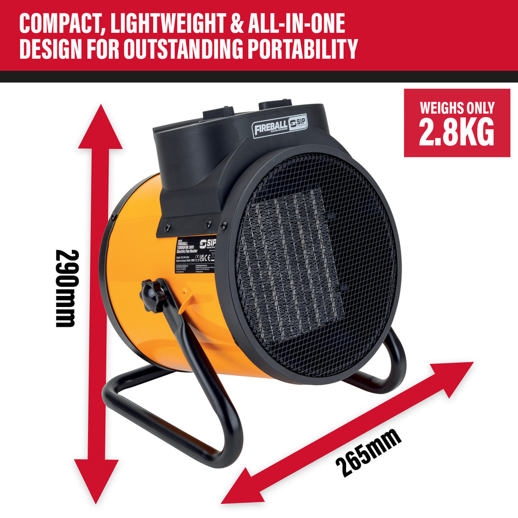 SIP FIREBALL Turbofan 3001 Electric Fan Heater, 2800W (09215)